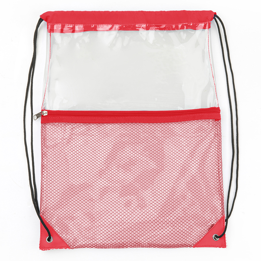 ClearPass Drawstring Bag  w/ Zipper Front Pocket