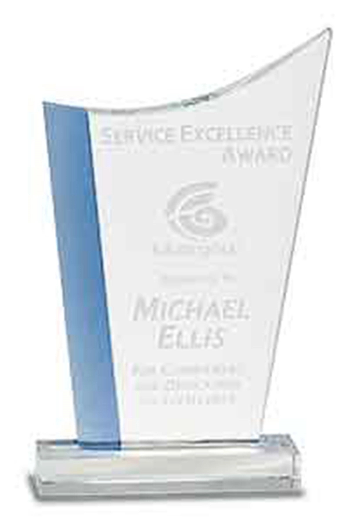9 1/4" Blue Edge Crystal Crest Award On Clear Base 1