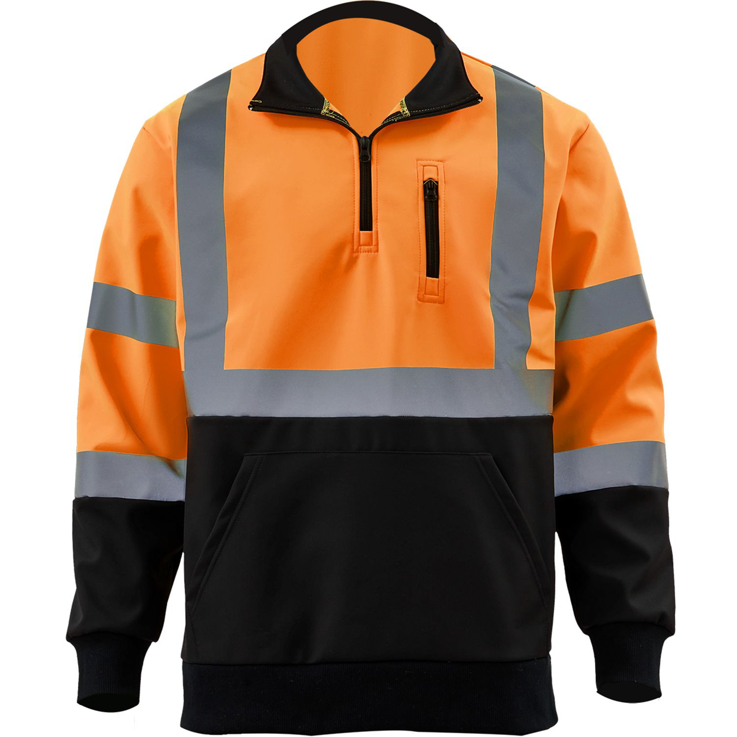 Class 3 Color Block Safety Quarter Zip with Kangaroo Pocket 7