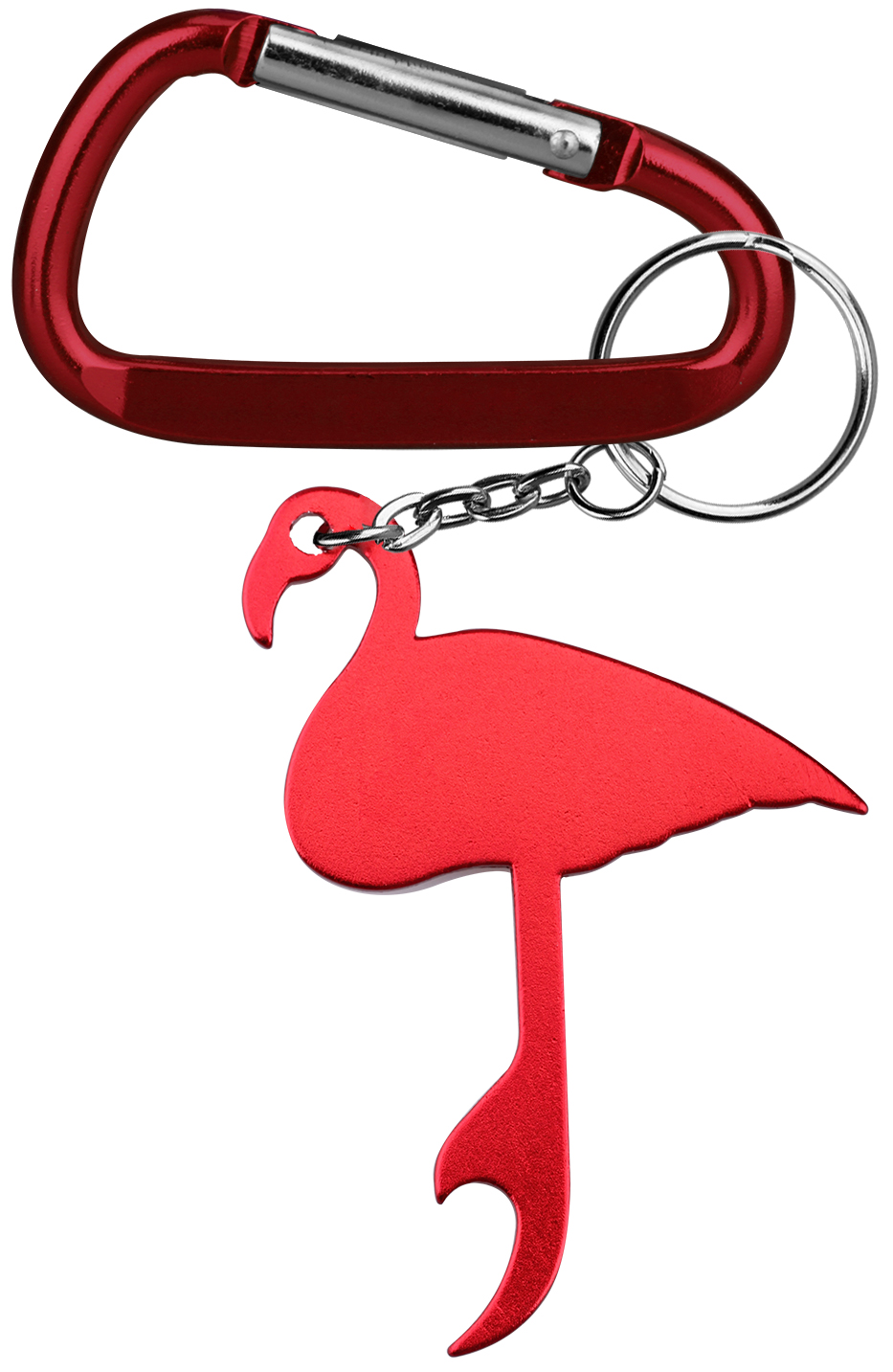Flamingo Shaped Aluminum Bottle Opener with Key Chain & Carabiner 2
