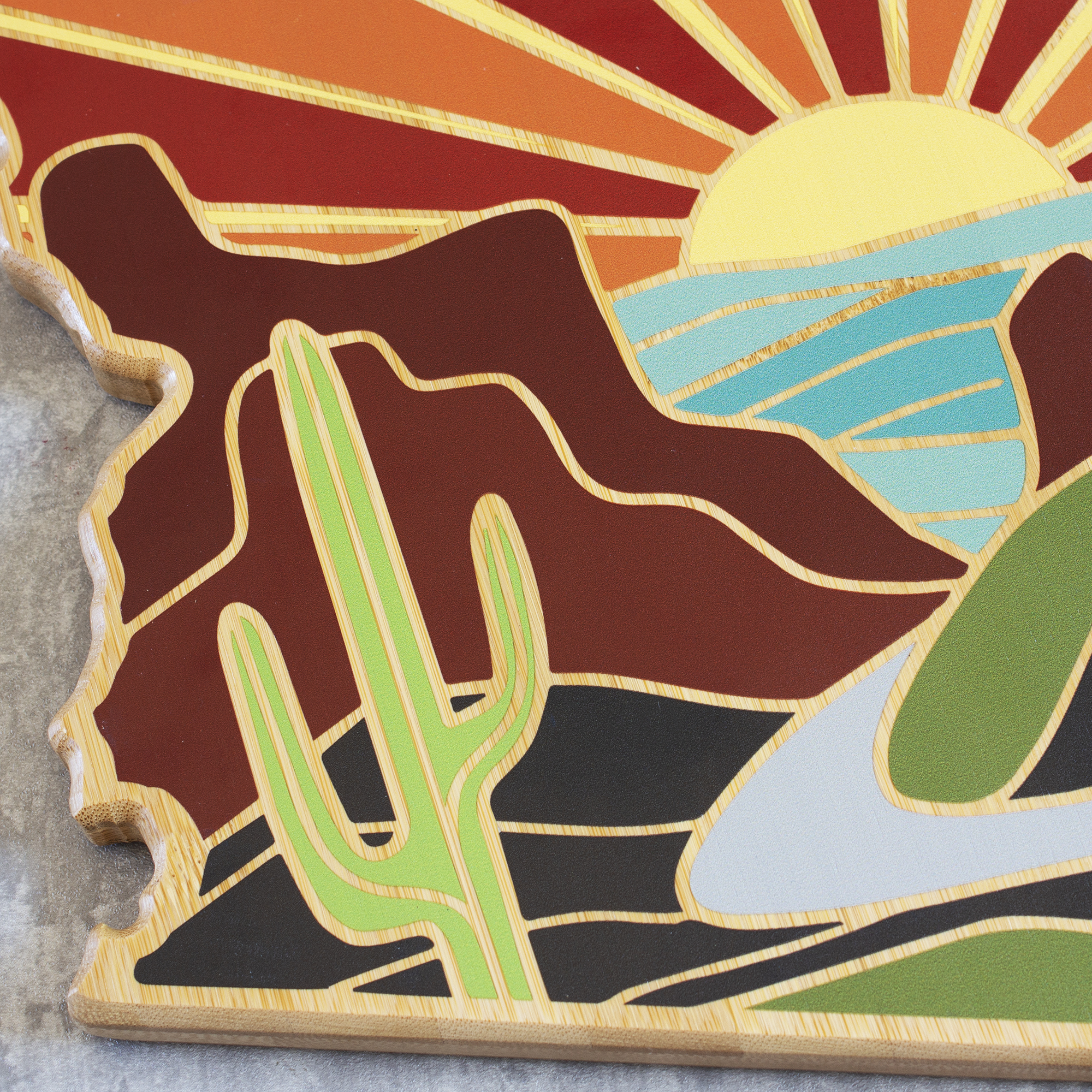 Arizona State Shaped Cutting and Serving Board with Artwork by Summer Stokes 6