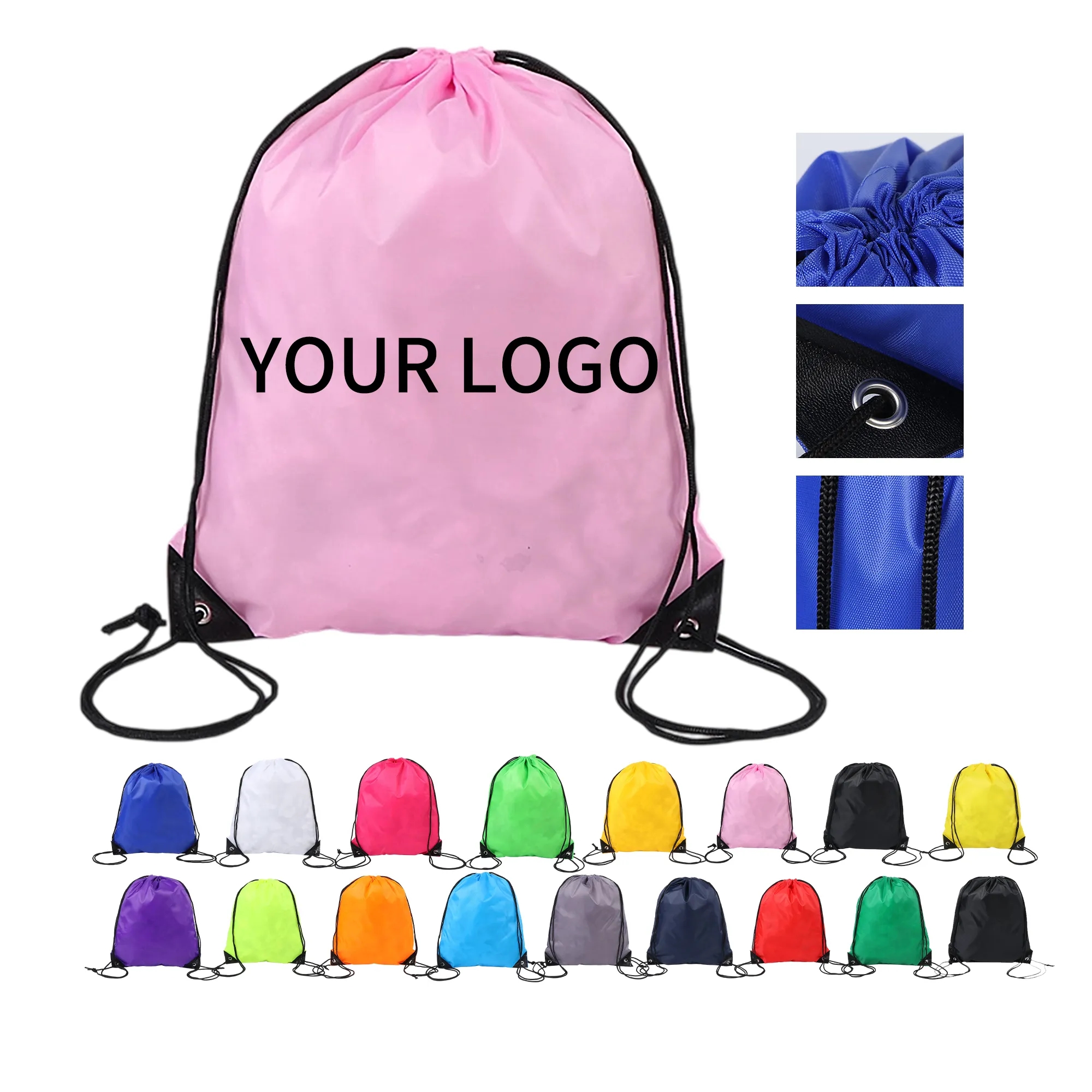 Polyester Drawstring Backpack 13.4x16.9 Inch Washable 5