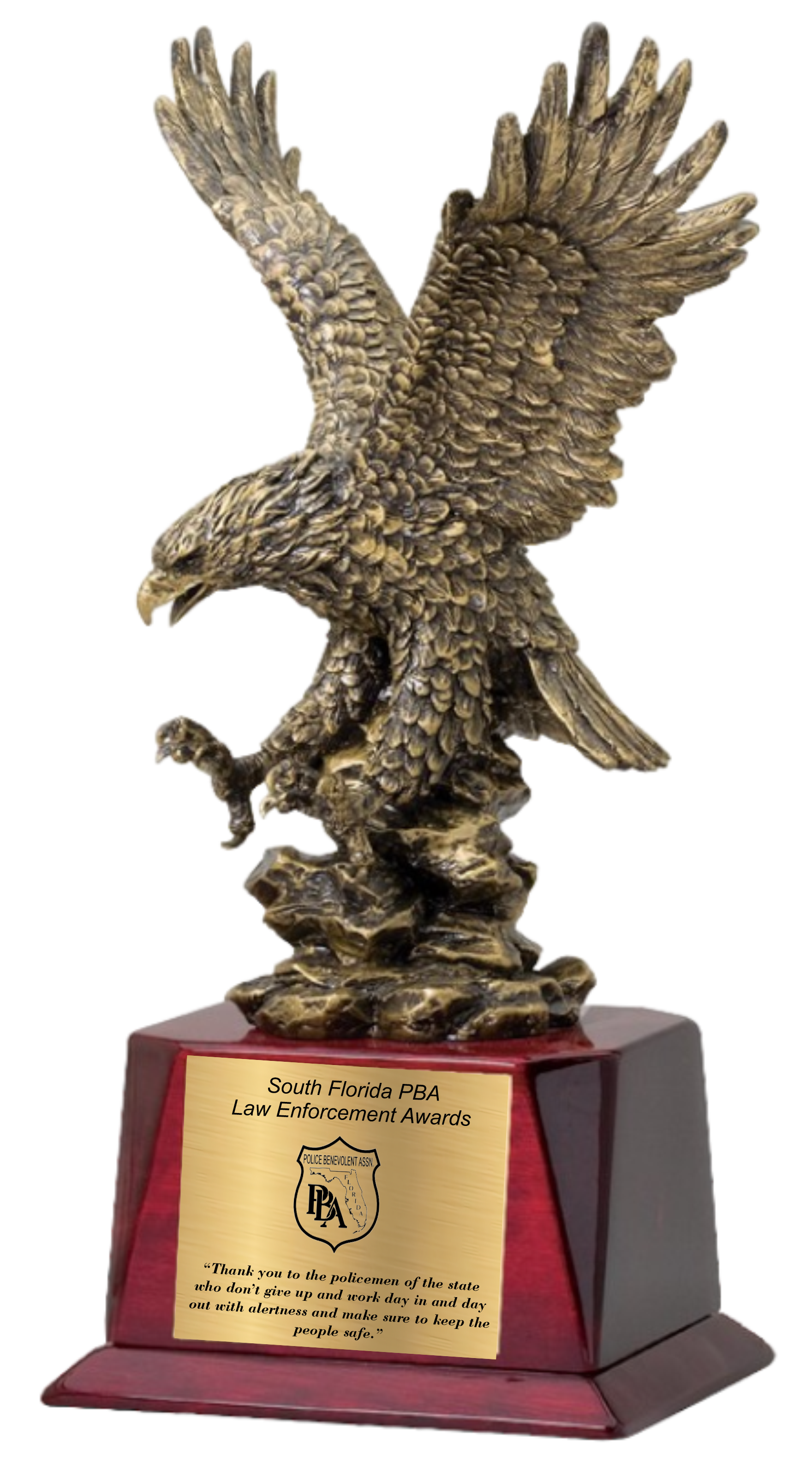 12" Antique Gold Landing Eagle Trophy Award on Rosewood Base 11