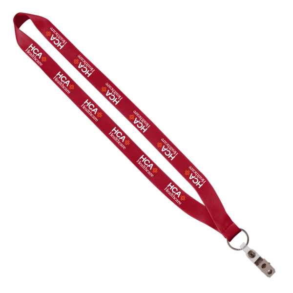 3/4" Polyester Lanyard with Sewn Silver Metal Split-Ring 133