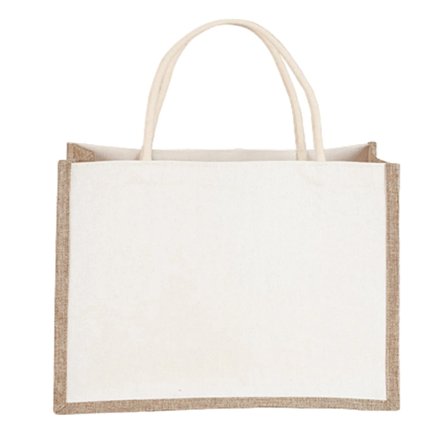 14.17 X 12.6 X 5.51 Inch Jute Canvas Tote Bag 2