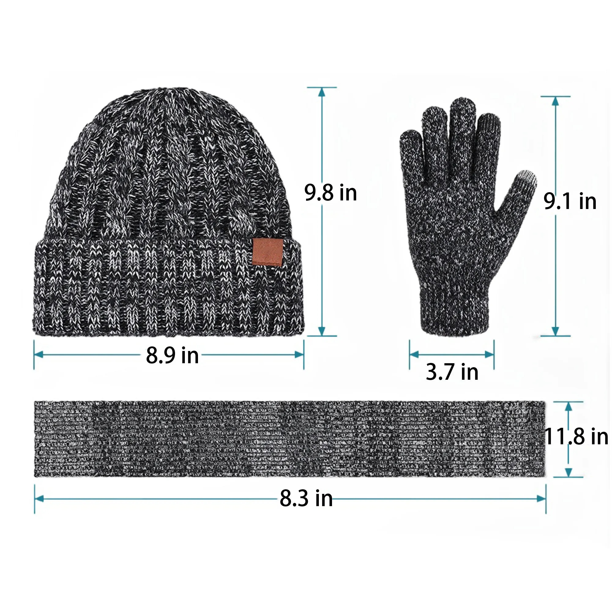 3 In 1 Winter Beanie Hat Gloves Scarf Set 14