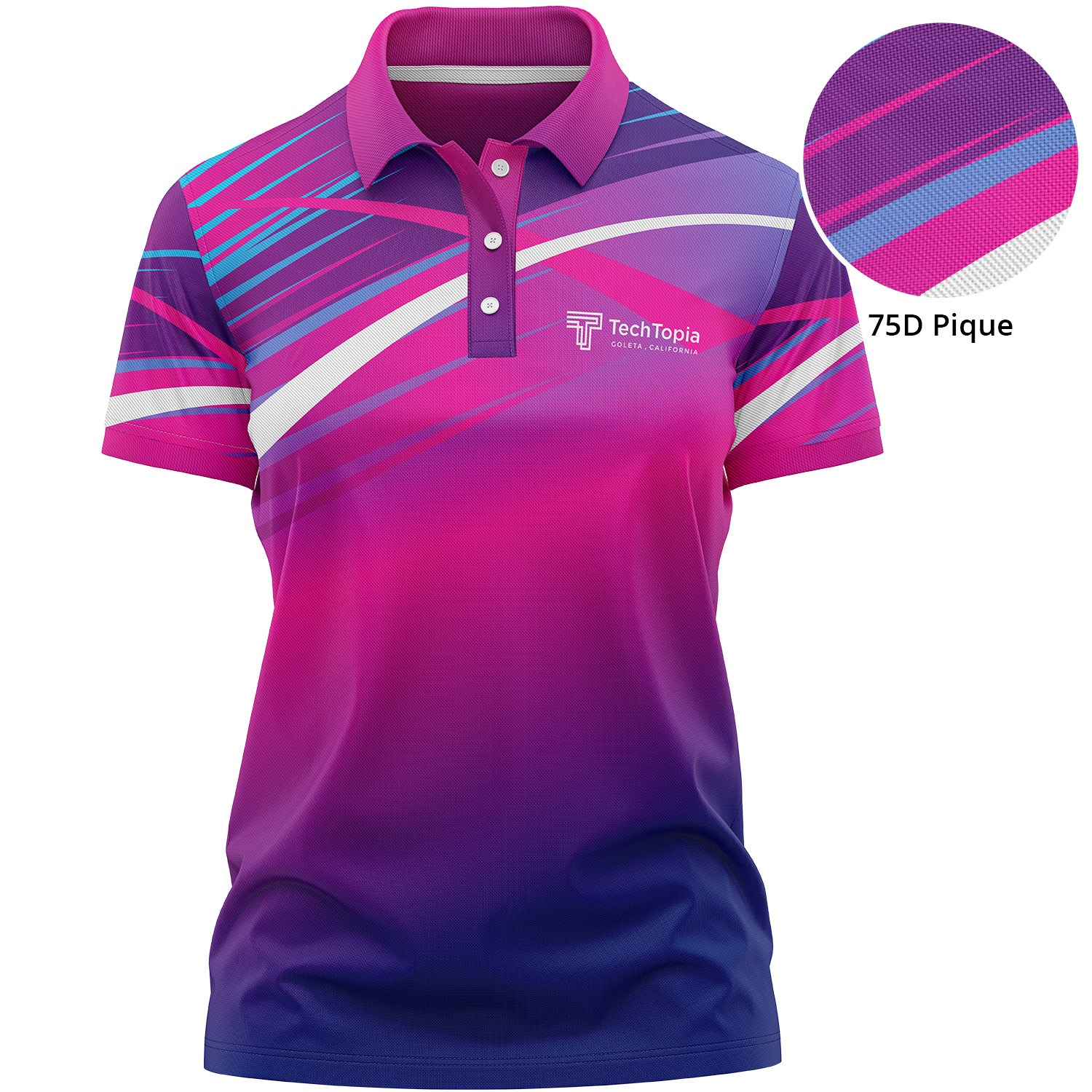 Women's 75D Pique Full Color Sublimation Polo 1