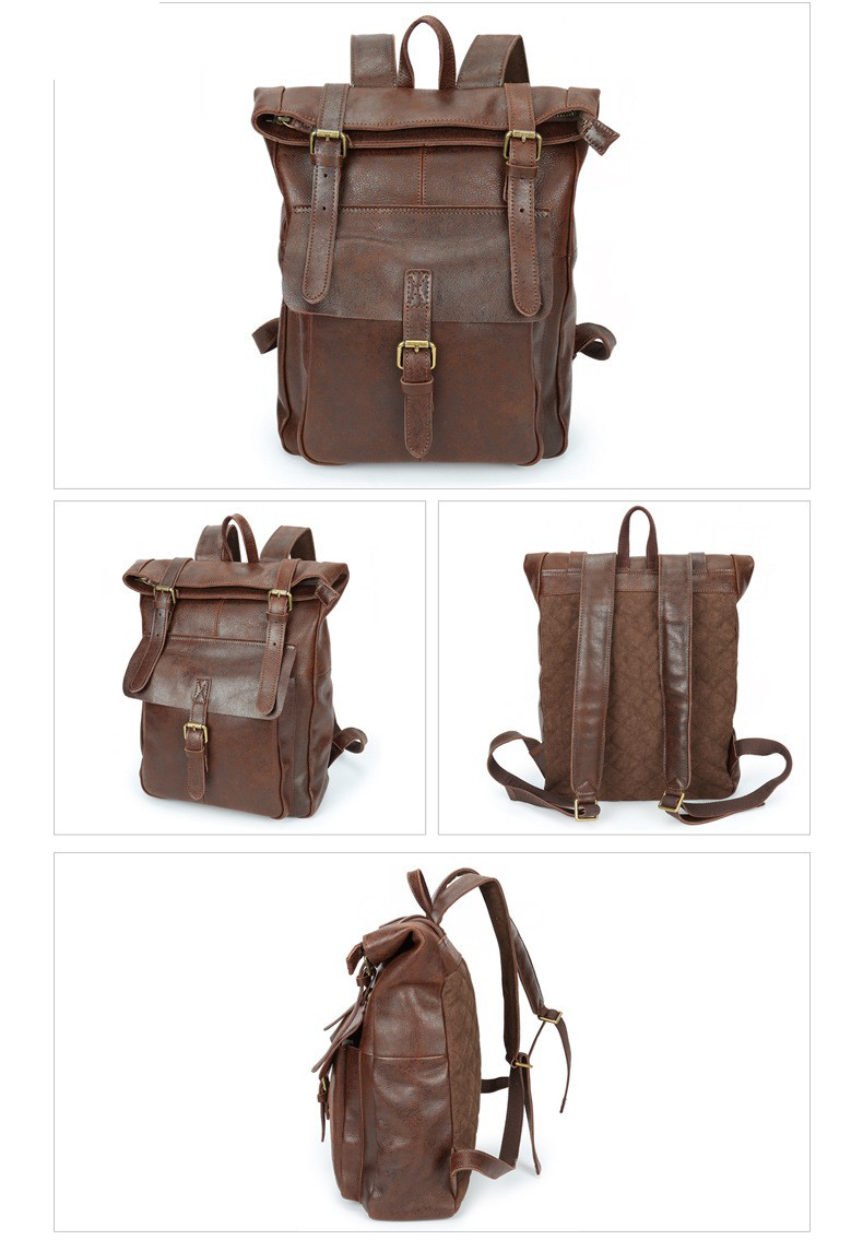 Large Waterproof Leather Backpack for Men and Women 7