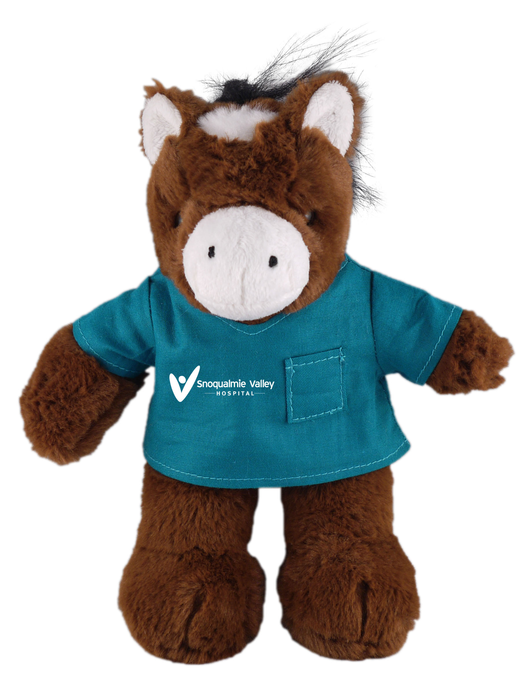 Soft Plush Stuffed Horse in scrub shirt 2