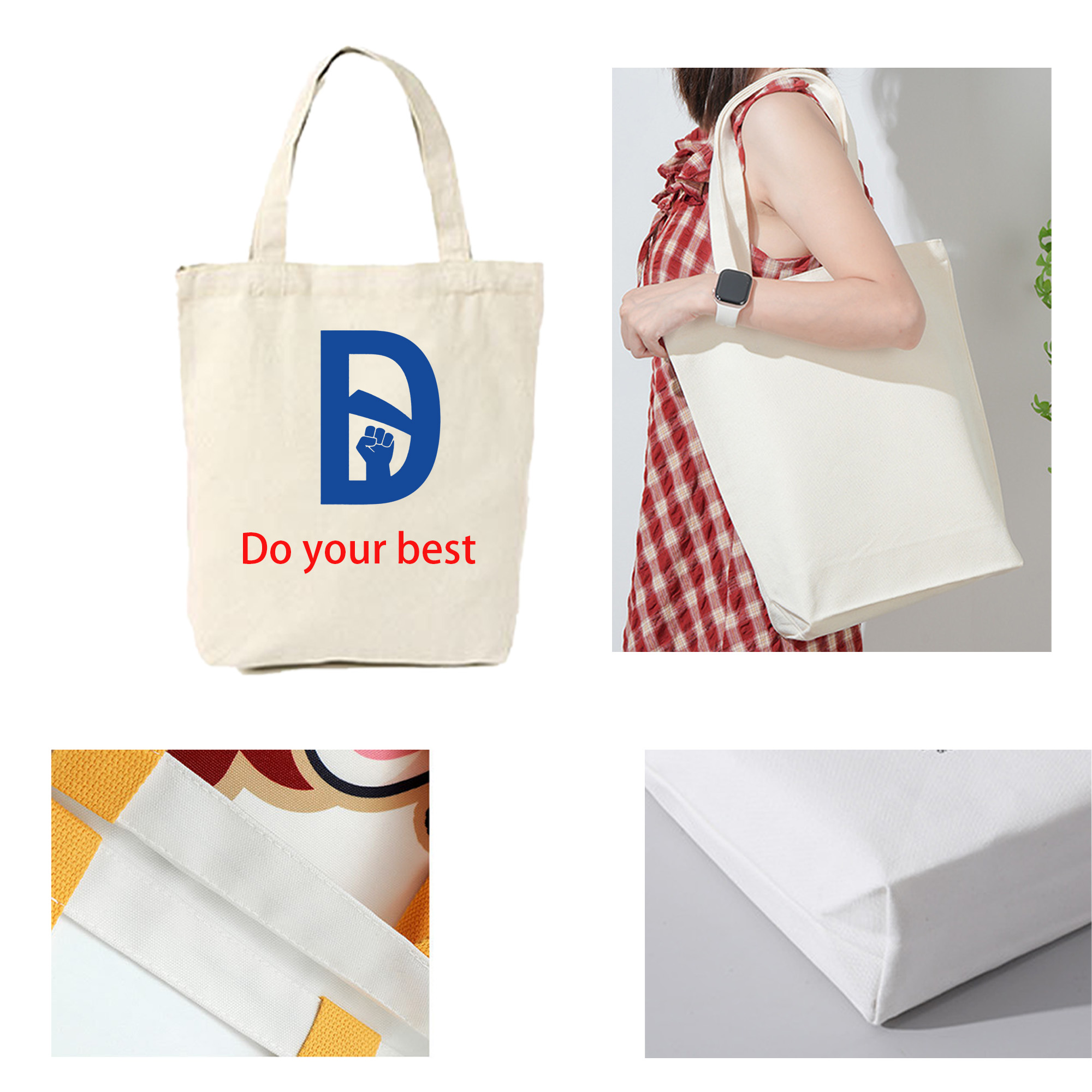 Customizable Full-color Canvas Bag, custom tote bag with logo imprint 3