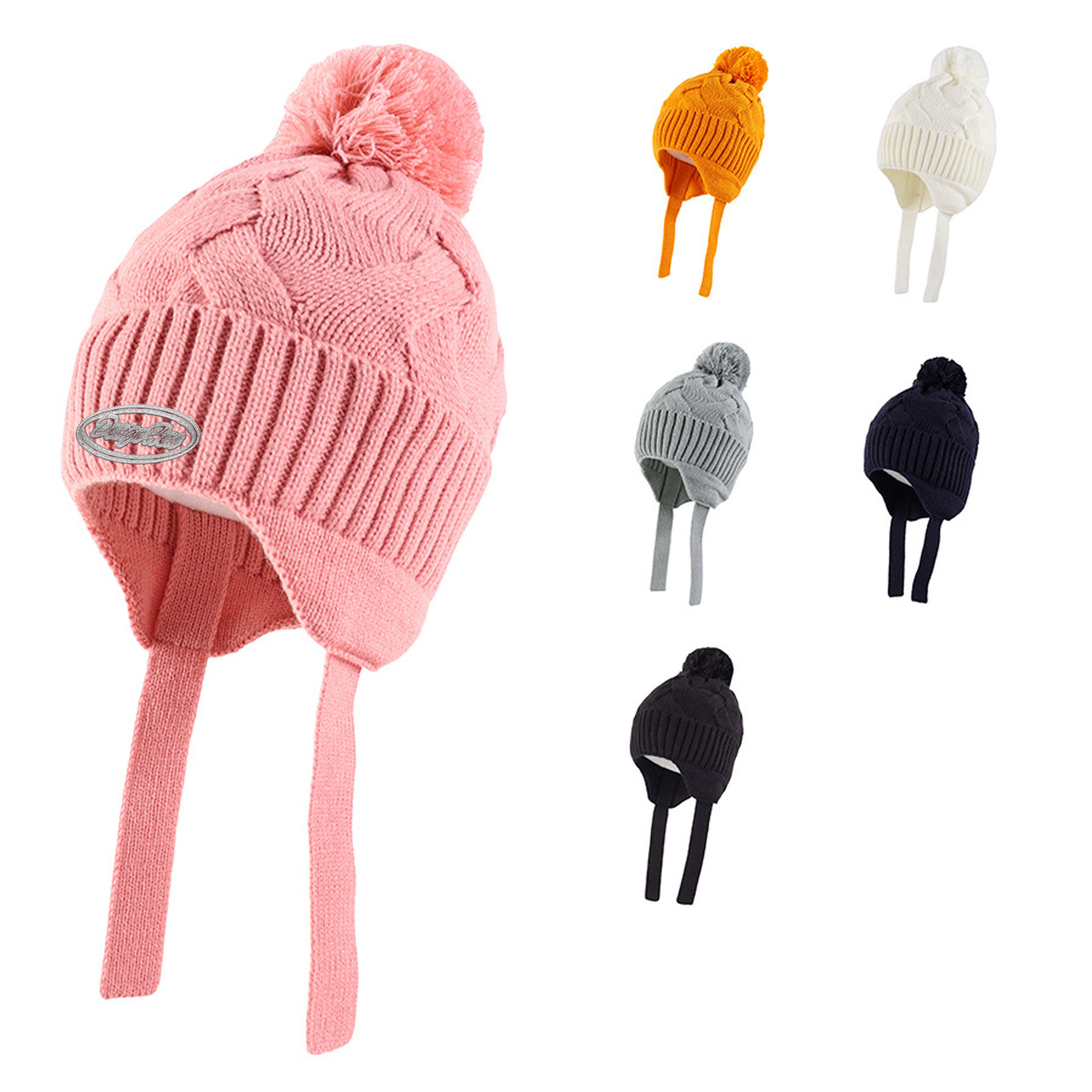 Cute Knit Baby Beanie with Pom for Winter Warmth 2
