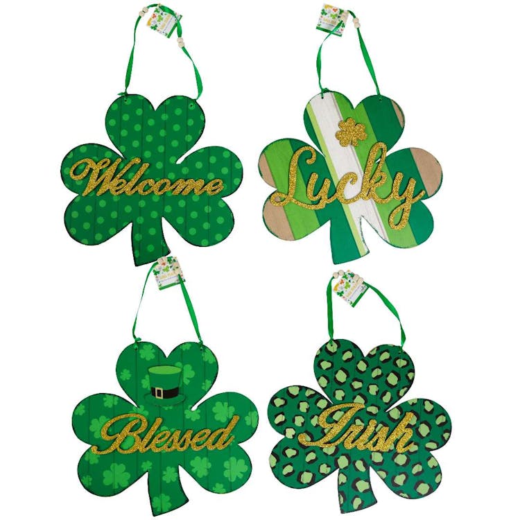 St. Patrick's Day Shamrock Wall Plaque Four Assorted 2