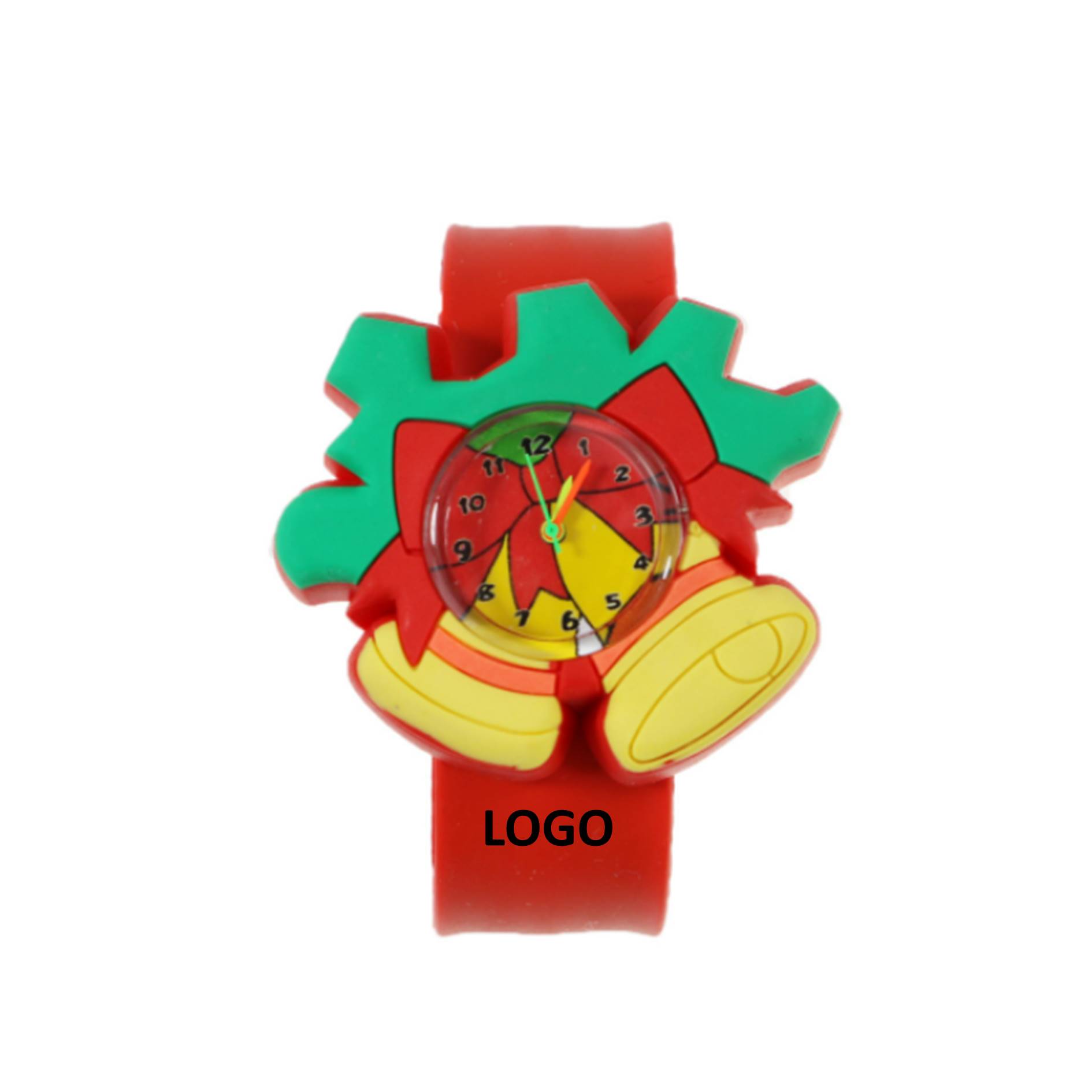 Christmas Bell Shaped Silicone Slap Watch, custom clock with logo imprint 2