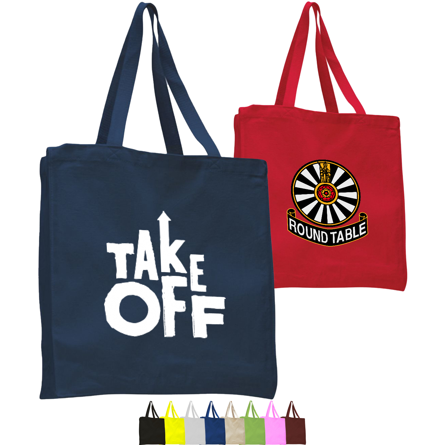 12 oz. Cotton Canvas Shopper Tote Bag with Gusset USA Decorated (14" x 15") 2