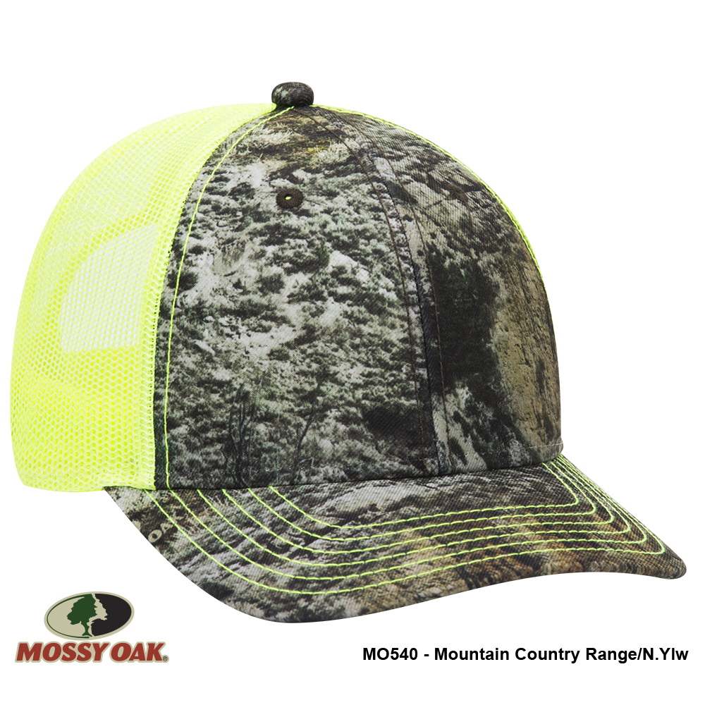 OTTO CAP Mossy Oak Camouflage Superior Polyester Twill 6 Panel Low Profile Mesh Back Baseball Cap 13