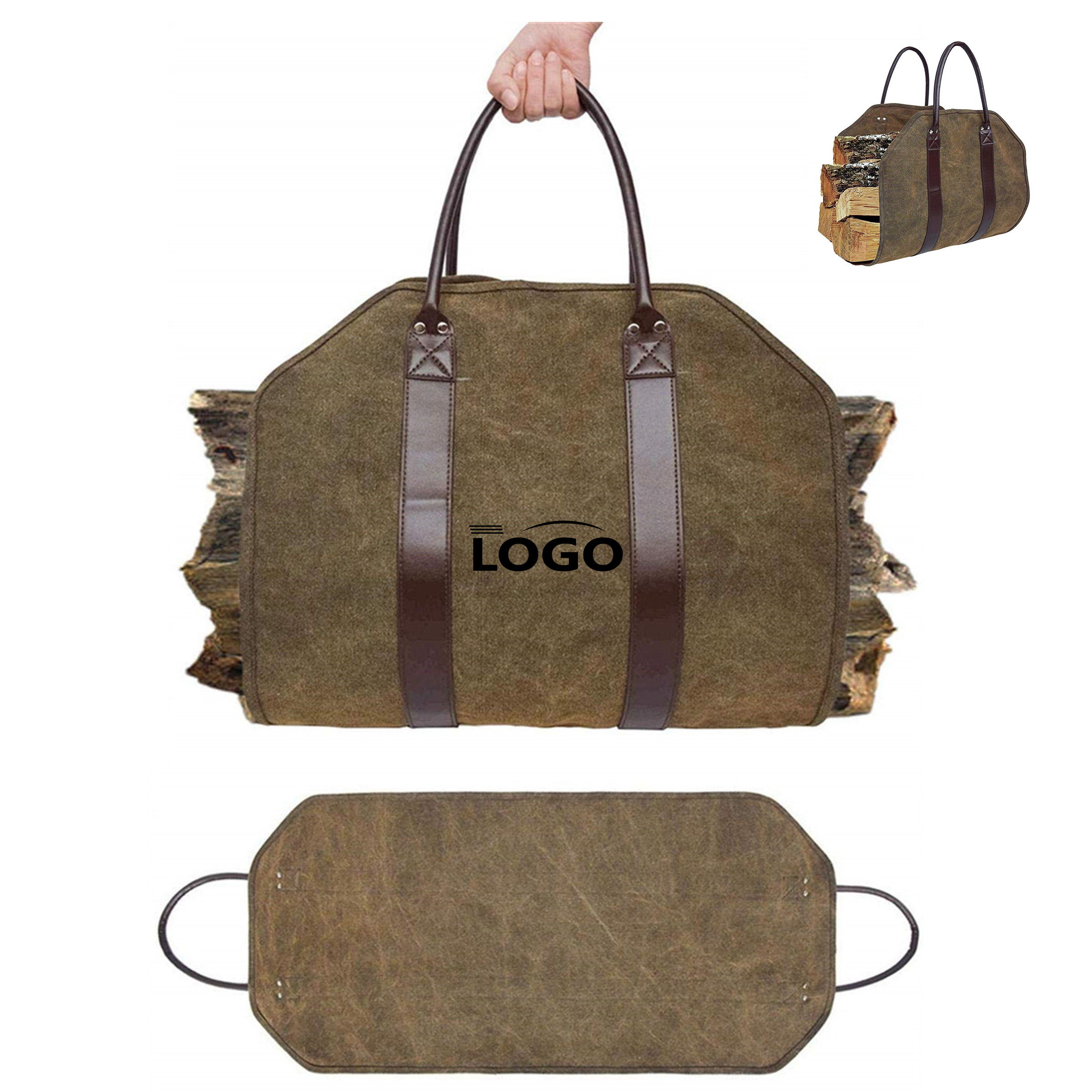 Customizable Sturdy Canvas Firewood Carrying Bag 1