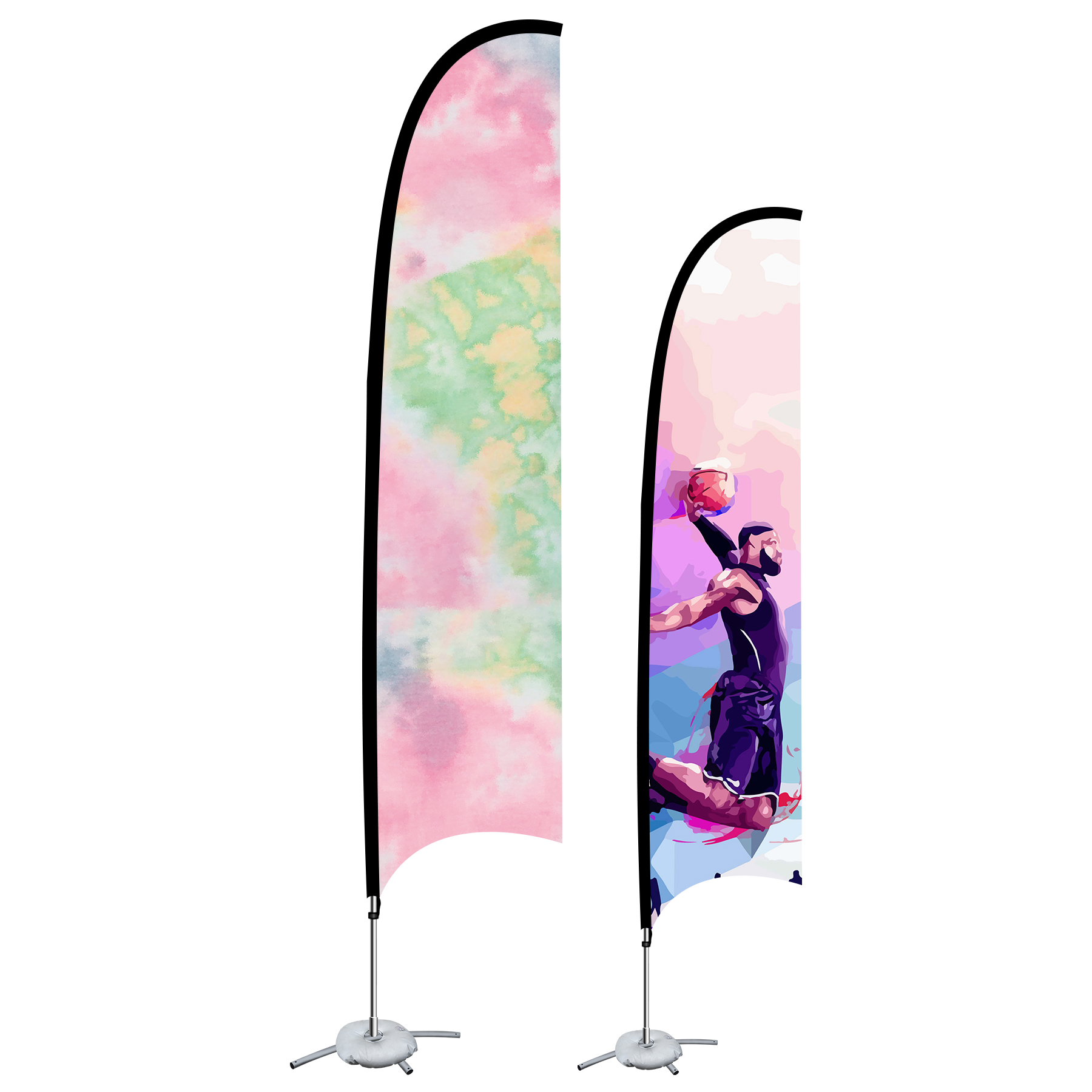 9ft Double Sided Printed Feather Beach Flag Kit W/ Cross Base & Water Bag 6