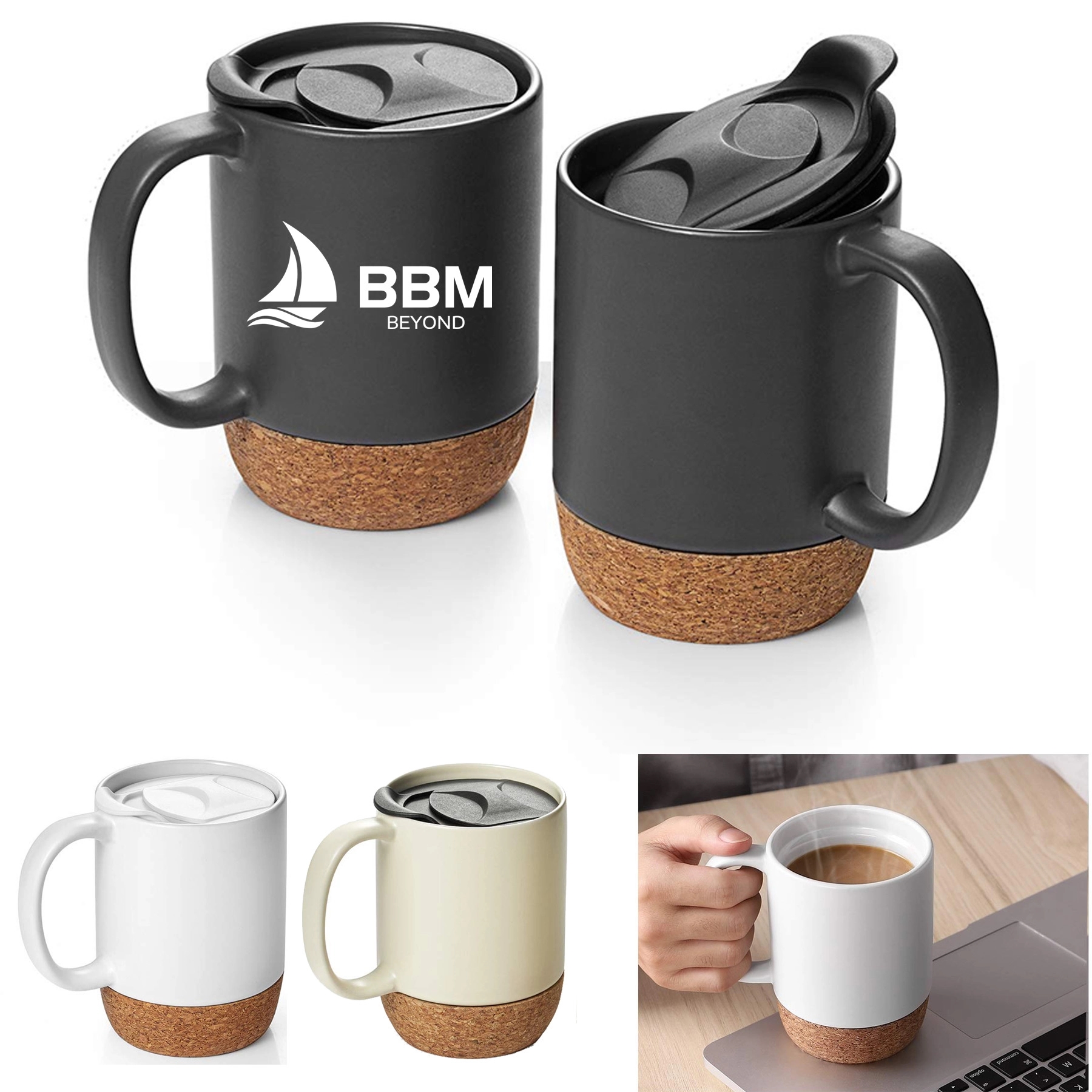 15oz Ceramic Coffee Mug w/ Lid 2