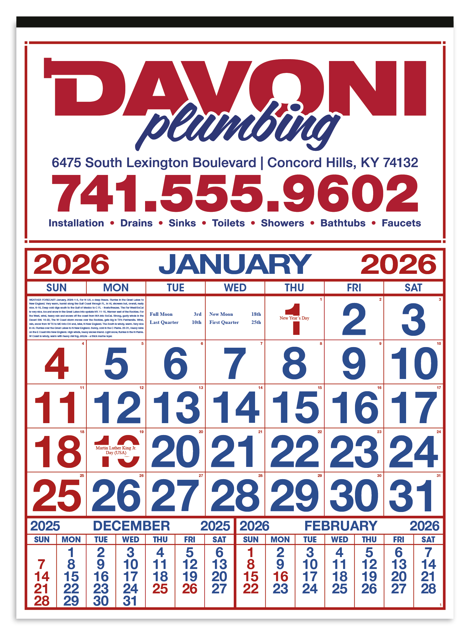 Skinner & Kennedy® Commercial 12-Sheet Calendar 1