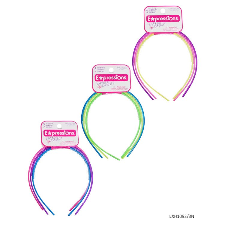 Rubber-Coated Headbands - 3 Pack Assorted Colors 2