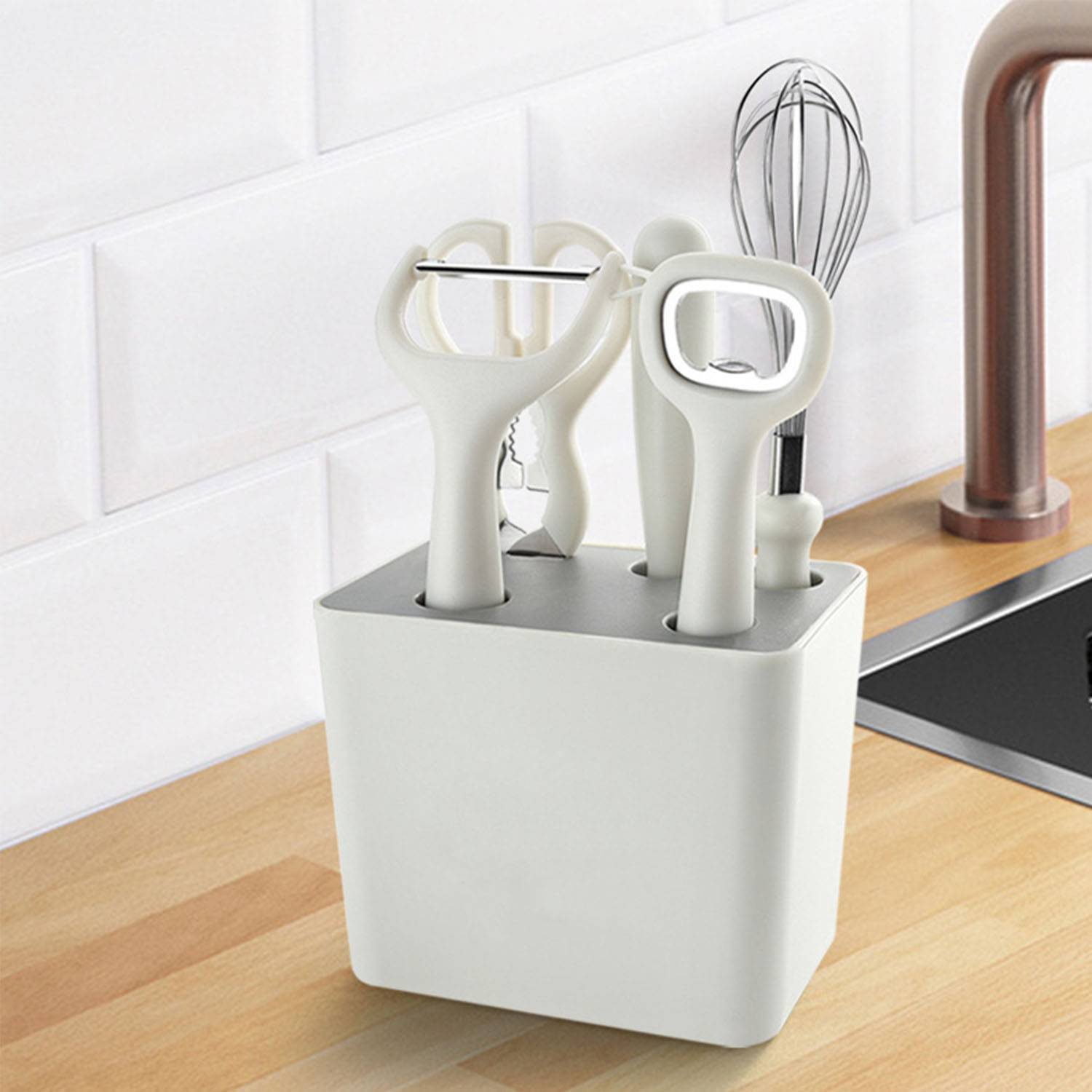 6-piece kitchen gadget set with storage stand 1