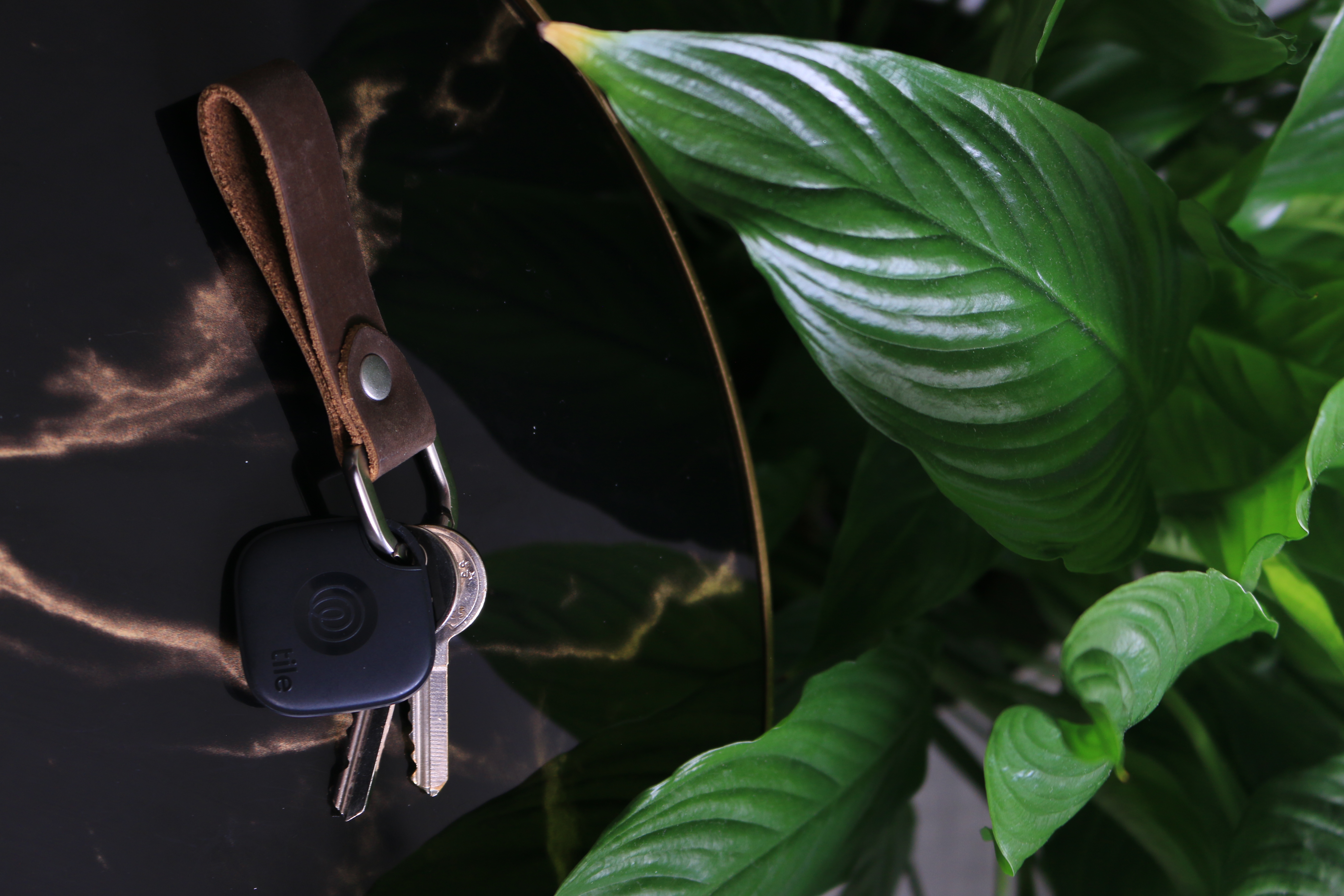 New Tile Mate with Full Grain Leather Key Fob 24