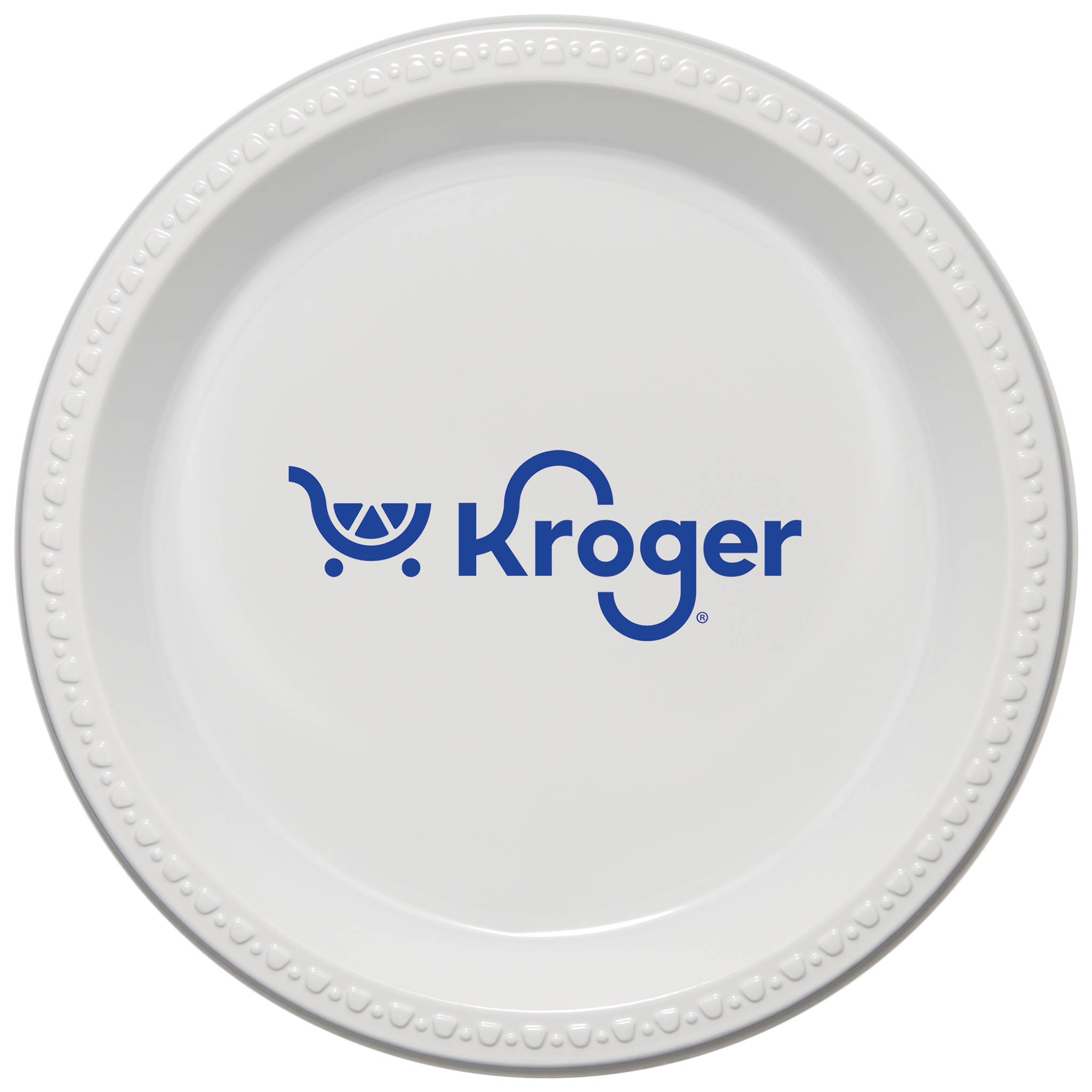 10.000" Plain Medium Weight Plastic Plate Round White Tradition Print 2