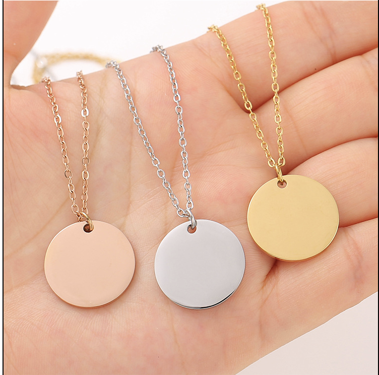 Stainless Steel Necklace with Round Pendant 2