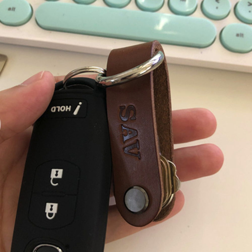 Leather Keychain With Antique Nickel Carabiners 3
