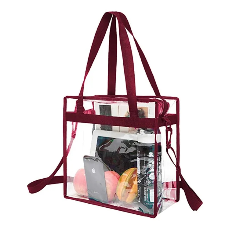 Zipper Closure Clear Tote Bag with Handles Shoulder Strap 2
