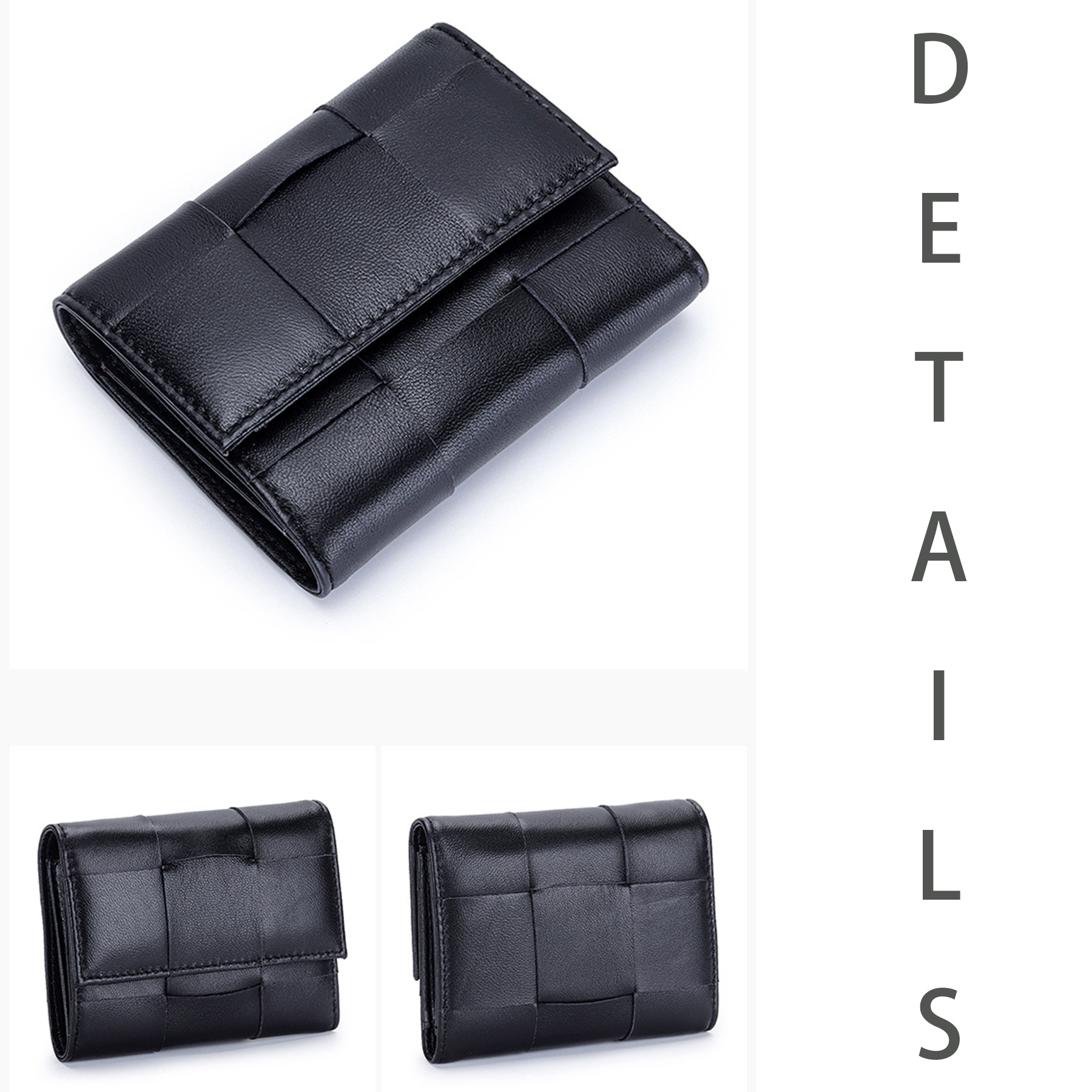 Genuine Leather Stylishly woven short coin purse 1