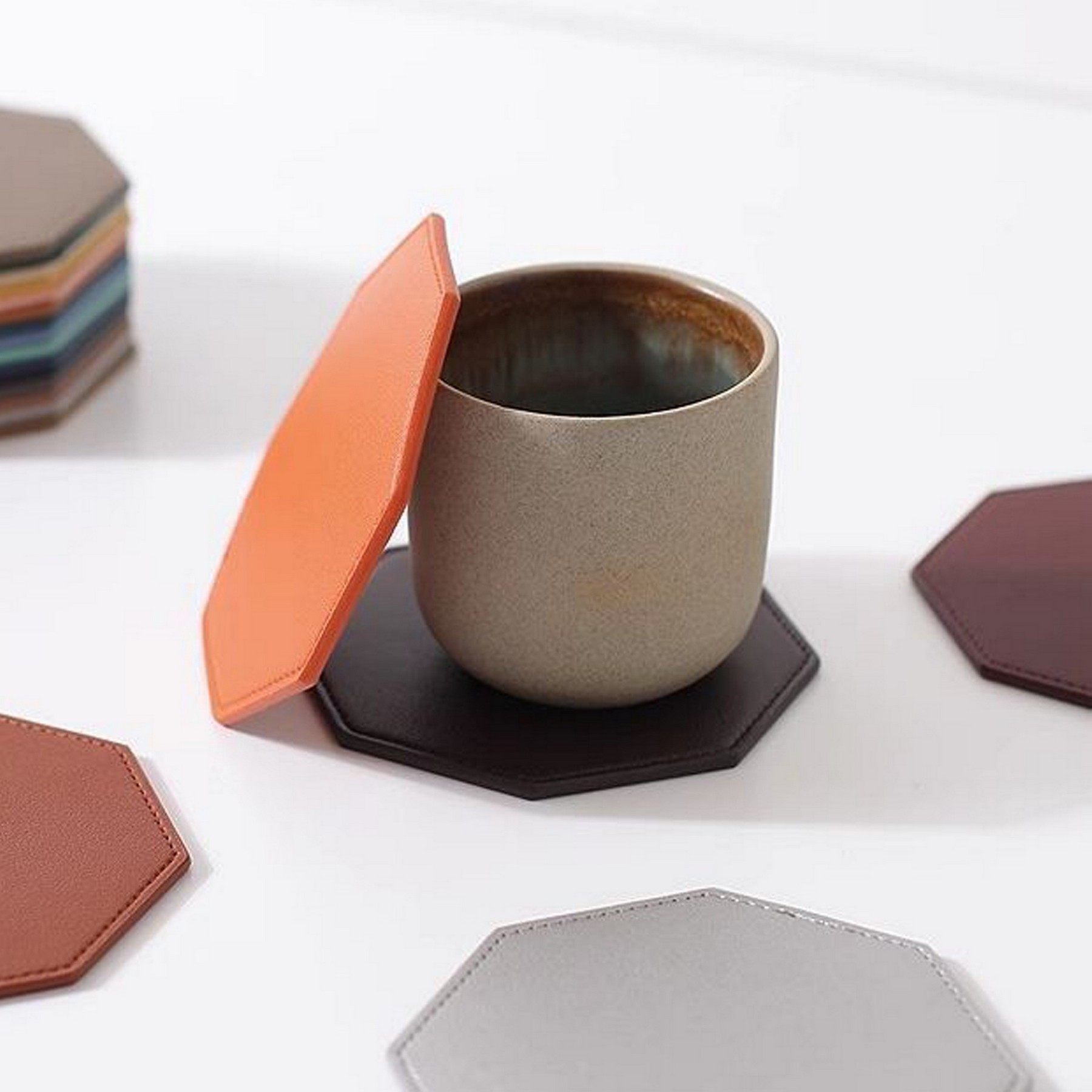 Hexagon Pu Leather Coaster 4