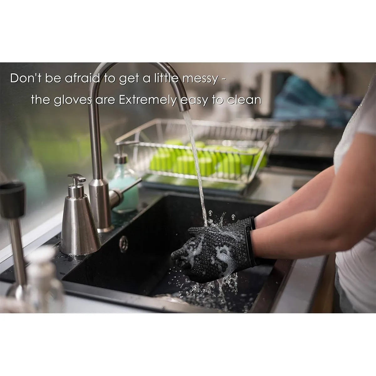 Custom Heat Resistant Waterproof Oven Baking Silicone Gloves 5