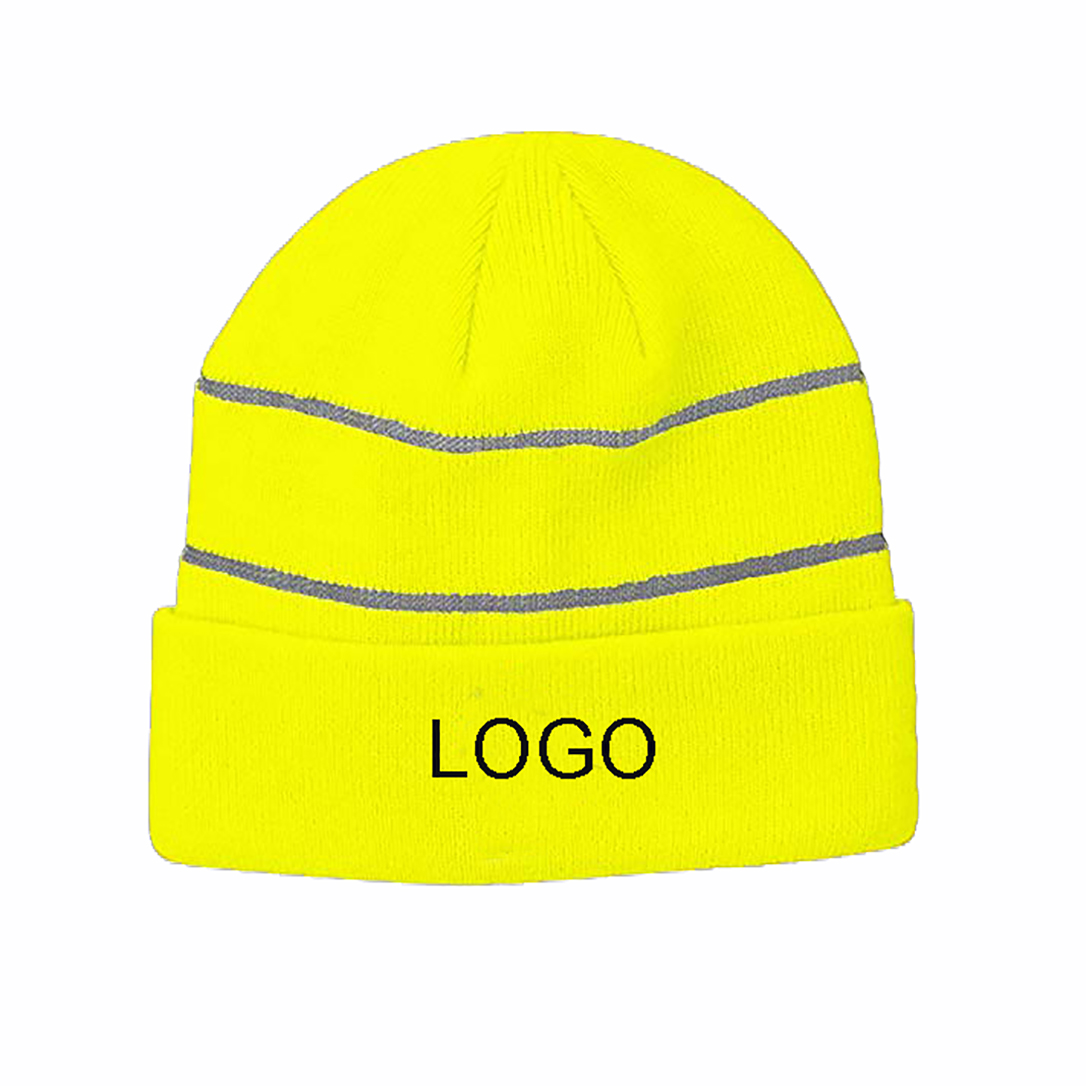 Adult Acrylic Beanie With Reflective Stripes 2
