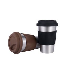 500ml Stainless Steel Tumbler With Heat Resistant Sleeve And Silicone Lid 20