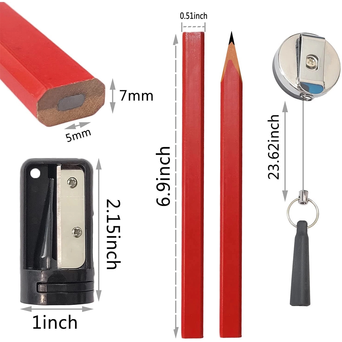 Hard Black Carpenter Marking Pencils Set 4