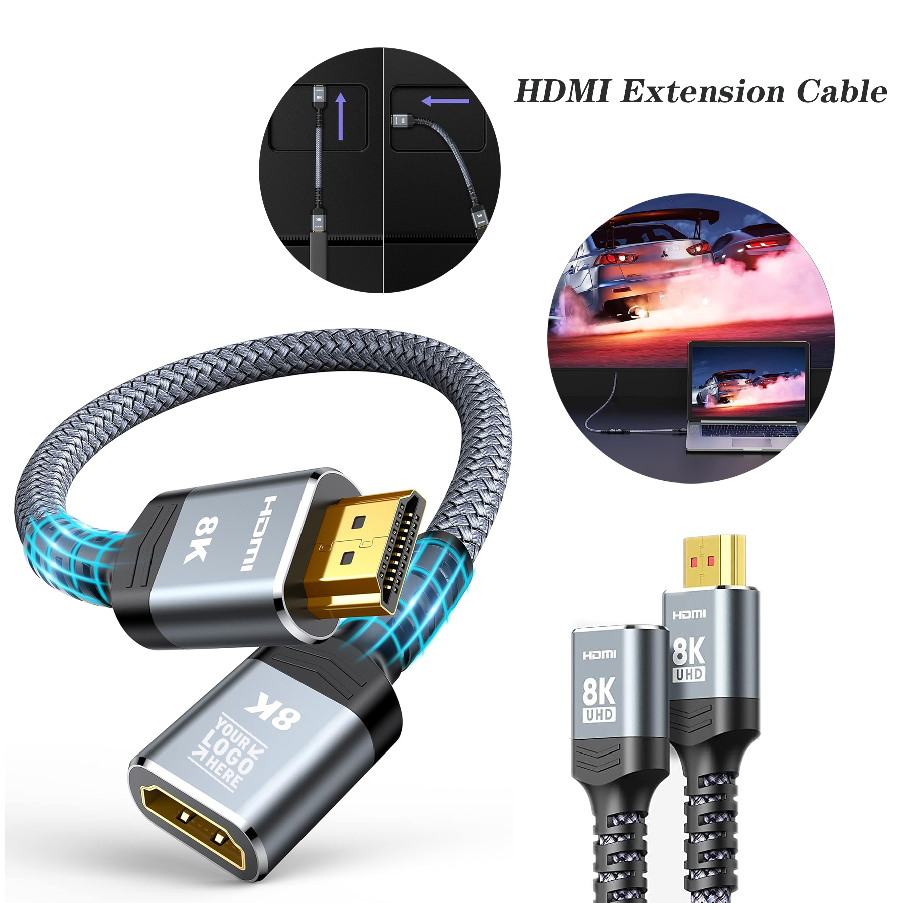 8K 4K HDMI Extender Extension Cable 2.1 4K 30Hz 60Hz 120Hz Utra High Speed Male to Female Adapter 2