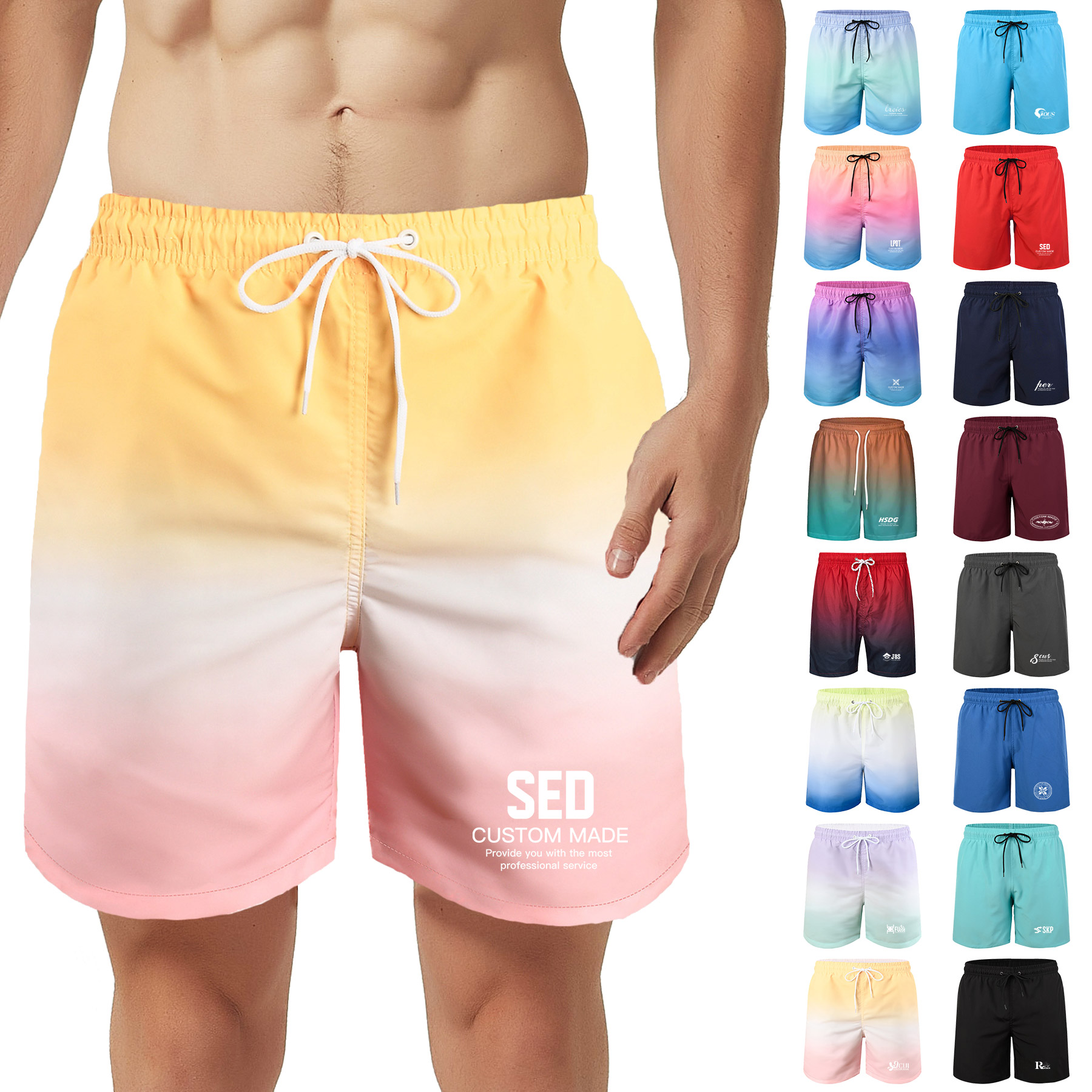 Sublimation Drawstring Casual Summer Beach Shorts 14