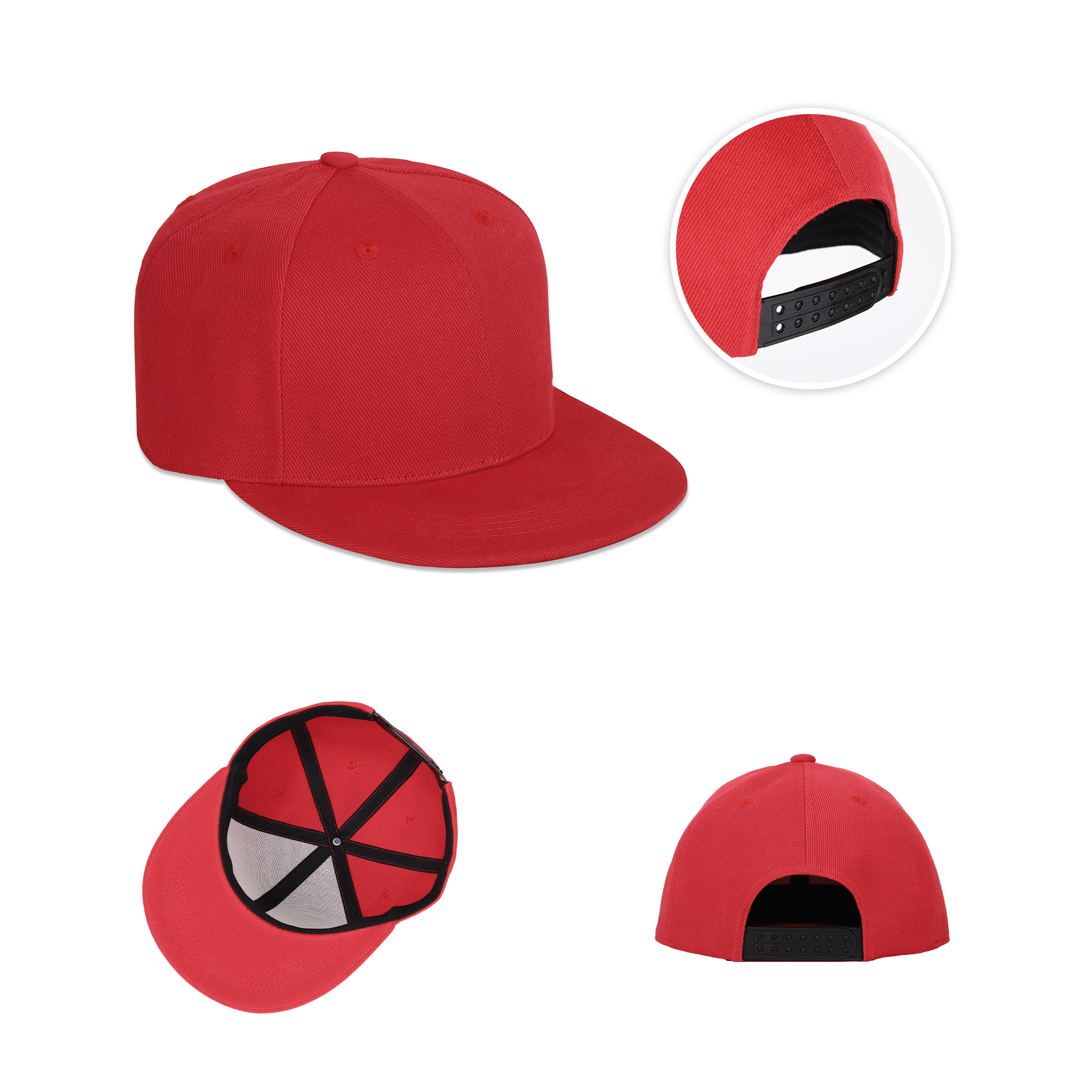6 Panel Snapback Cap With Flat Bill 3