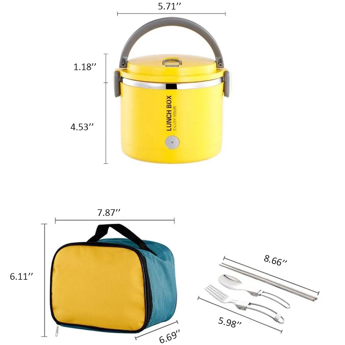 Home Car Insulation Electric Stainless Steel Lunch Box 6