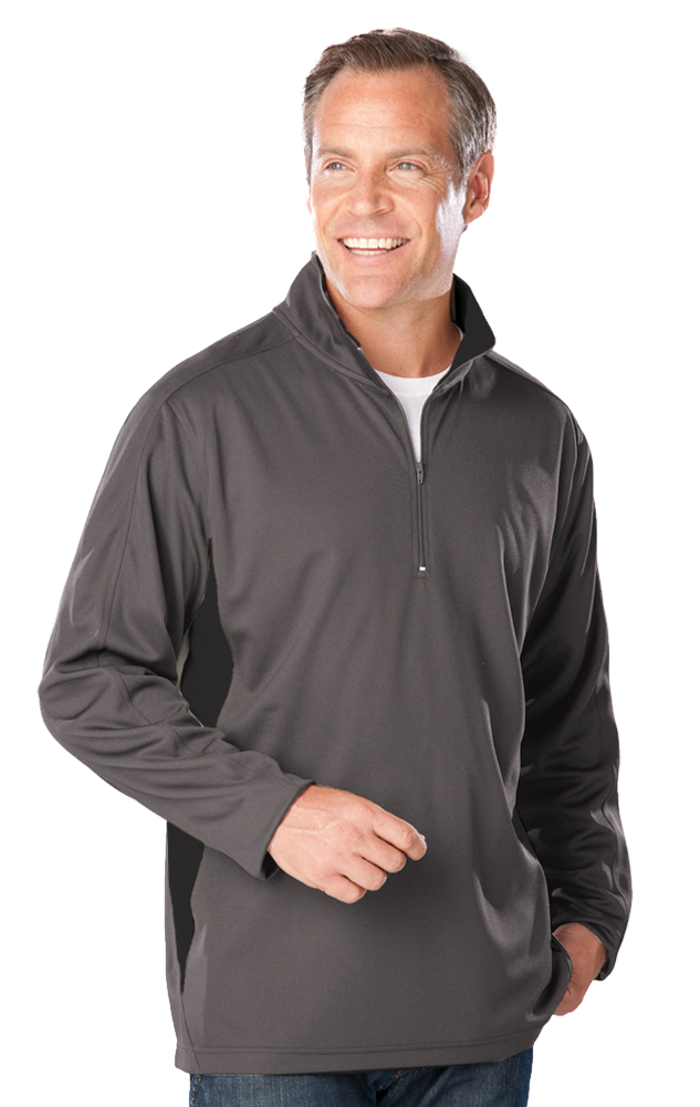 Men's Wicking Colorblock L/S Zip Pullover, custom hoodie or sweatshirt with logo imprint 6