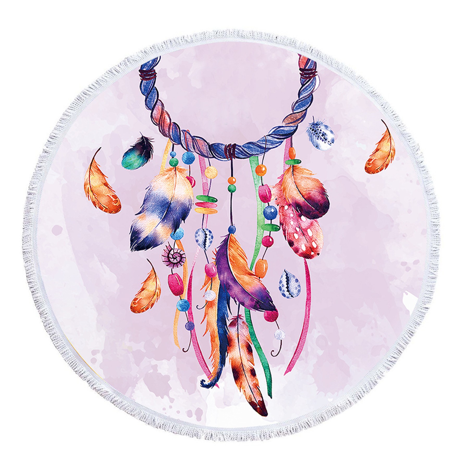 Dreamcatcher Printing Round Beach Towel With Tassels 7