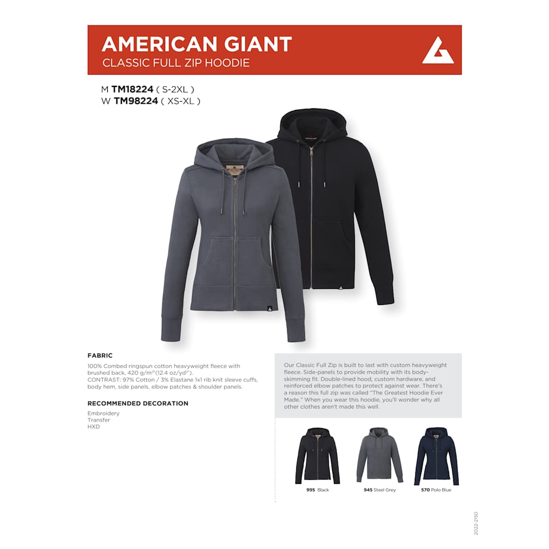 American Giant Classic Full Zip Hoody - Women's 131
