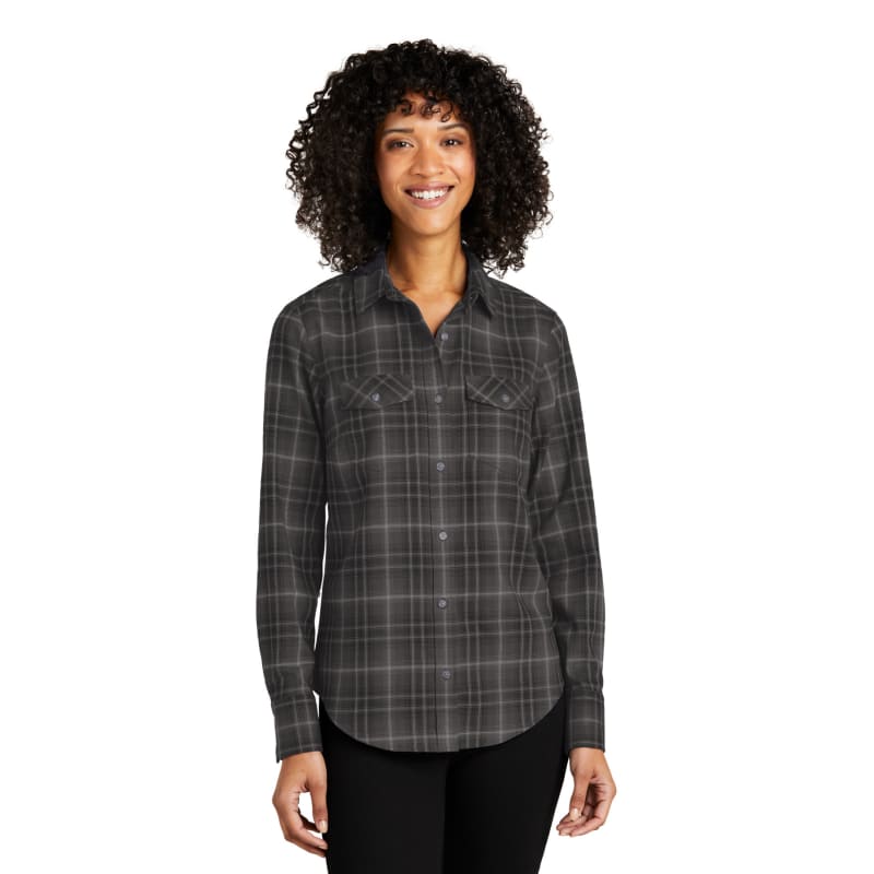 Port Authority Ladies Long Sleeve Ombre Plaid Shirt 2
