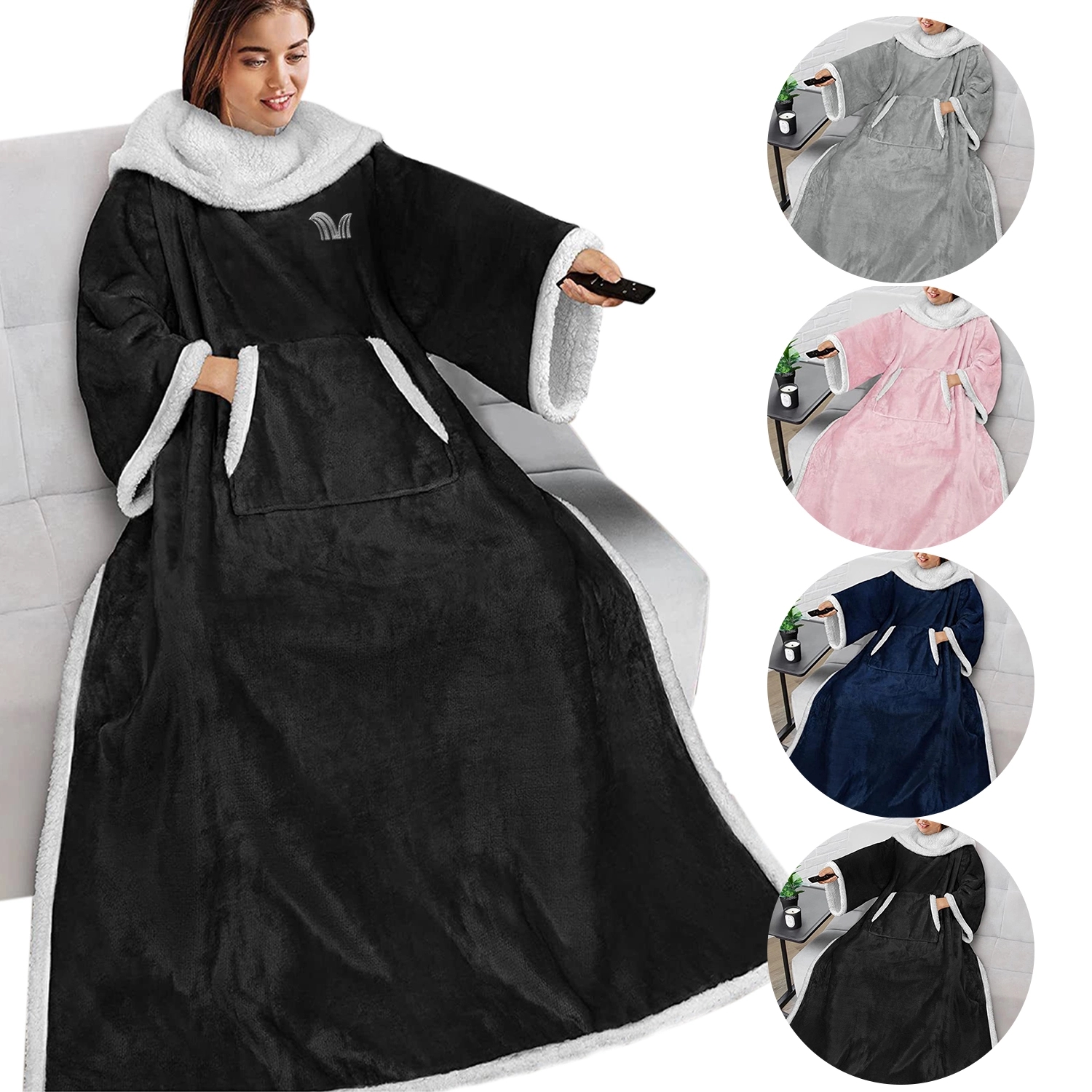 Oversized Microfiber & Sherpa Wearable Blanket 1