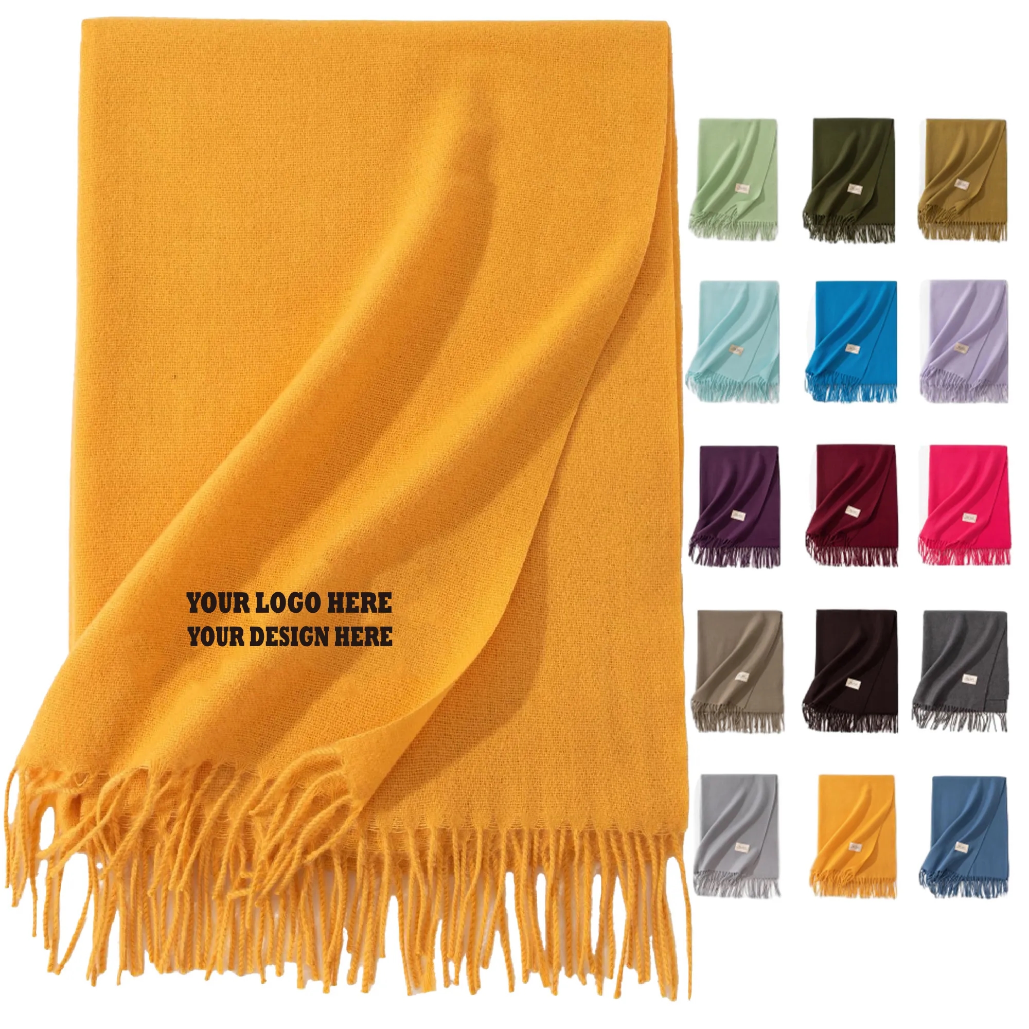 Solid Winter Scarf Women Knit Autum Chunky Fall