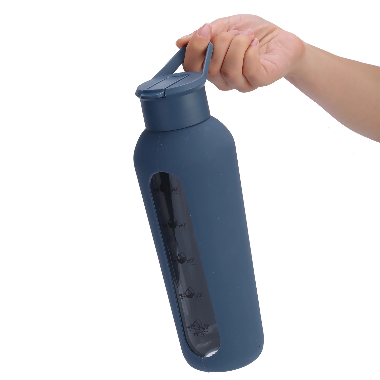 24 oz Glass Water Bottle With Time Marker 11