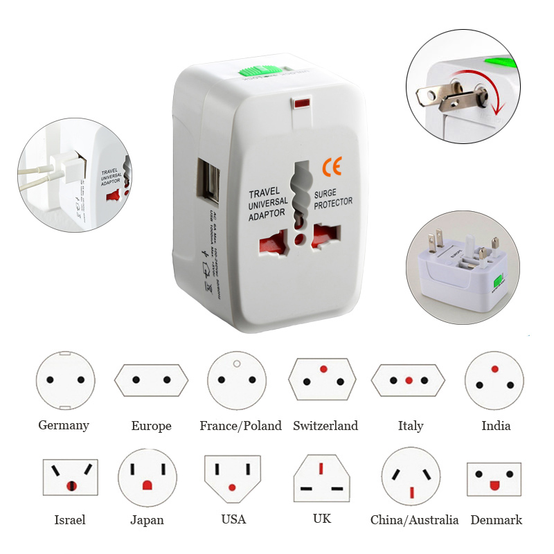 Universal World Travel Adapter w/ Dual USB Port 1