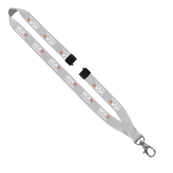 3/4" Polyester Lanyard with Sewn Silver Metal Split-Ring 36