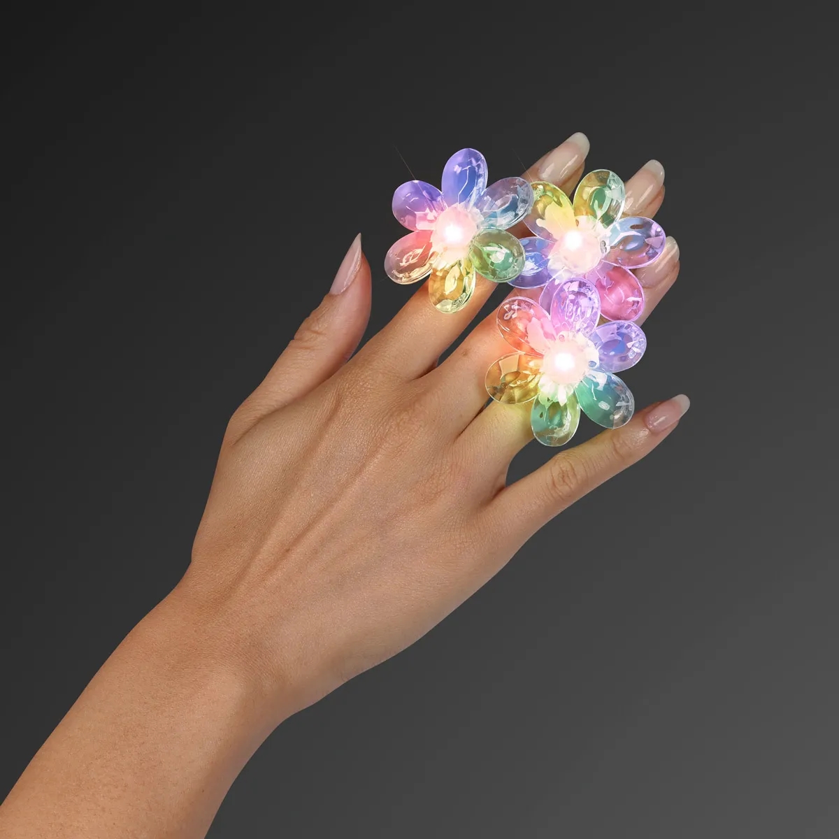 Acrylic flower ring flashing LED jewelry 4